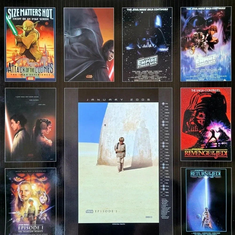 Vintage Jumbo Star Wars 2006 Poster Calendar w/ Revenge of the Jedi Poster Page - Picture 7 of 10